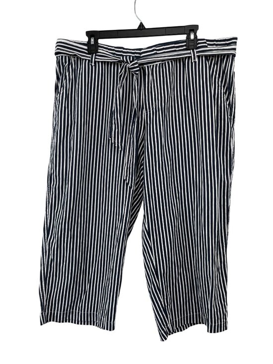 Liz Claiborne Pants - Liz Claiborne Cropped Pants Womens XL Navy White Stripe Linen Used